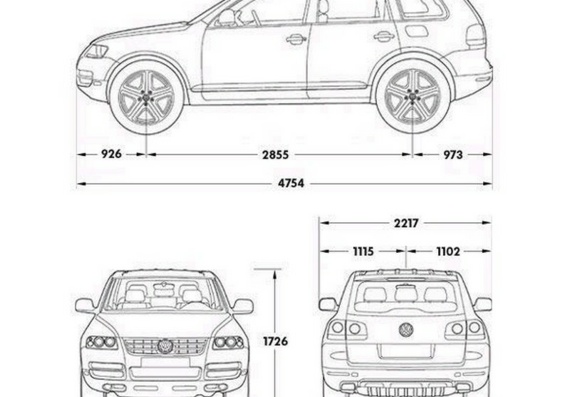 Volkswagen Touareg (Фольцваген Тауарег) - чертежи (рисунки) автомобиля